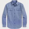 Blaue Chino-Arbeitshemden im Classic Fit von Ralph Lauren für Herren Blaue Chino-Arbeitshemden im Classic Fit von Ralph Lauren für Herren