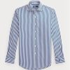 Blaue formelle Hemden aus gestreifter Popeline von Ralph Lauren Regent Custom Fit für Herren Blaue formelle Hemden aus gestreifter Popeline von Ralph Lauren Regent Custom Fit für Herren