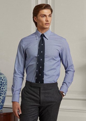 Blaue formelle Hemden aus pflegeleichtem Twill mit Gingham-Muster für Herren von Ralph Lauren