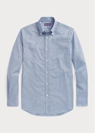 Blaue formelle Hemden aus pflegeleichtem Twill mit Gingham-Muster für Herren von Ralph Lauren