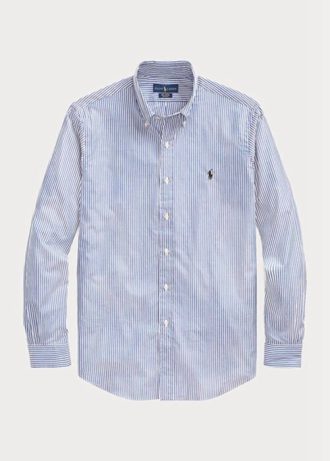 Blaue formelle Slim Fit-Hemden aus gestreifter Popeline von Ralph Lauren für Herren
