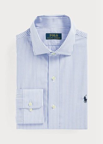 Blaue formelle Slim Fit-Hemden aus gestreifter Popeline von Ralph Lauren für Herren
