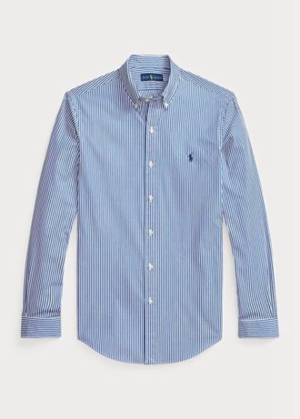 Blaue formelle Slim Fit-Hemden aus gestreifter Stretch-Popeline von Ralph Lauren für Herren