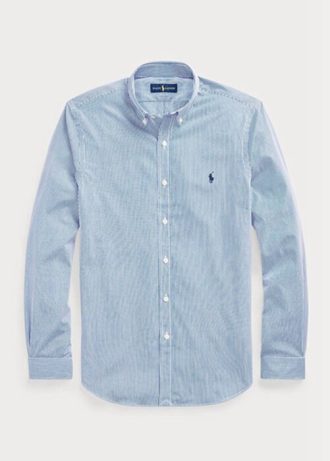 Blaue formelle Slim Fit-Hemden aus gestreifter Stretch-Popeline von Ralph Lauren für Herren
