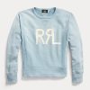 Blaue French Terry-Sweatshirts mit Rundhalsausschnitt und Ralph Lauren-Logo für Damen Blaue French Terry-Sweatshirts mit Rundhalsausschnitt und Ralph Lauren-Logo für Damen