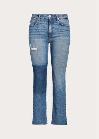 Blaue, gerade geschnittene High-Rise-Jeans von Ralph Lauren für Damen