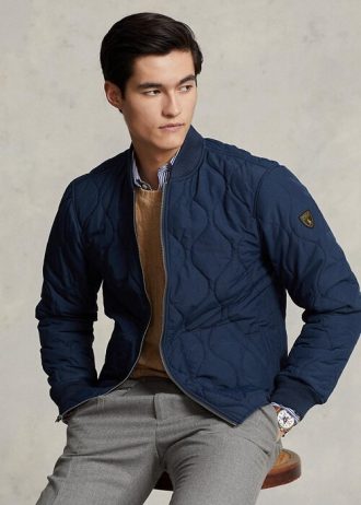 Blaue gesteppte Bomberjacken von Ralph Lauren für Herren