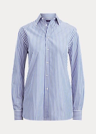 Blaue gestreifte Baumwollhemden „Adrien“ von Ralph Lauren für Damen