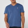 Blaue Herren Ralph Lauren Brust-Logo V-Ausschnitt T-Shirts