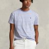 Blaue Herren Ralph Lauren Custom Slim Fit gestreifte Jersey-T-Shirts Blaue Herren Ralph Lauren Custom Slim Fit gestreifte Jersey-T-Shirts