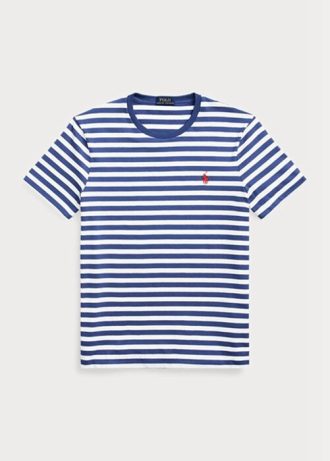Blaue Herren Ralph Lauren Custom Slim Fit gestreifte Jersey-T-Shirts