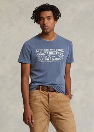 Blaue Herren Ralph Lauren Custom Slim Fit Polo Country T-Shirts