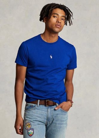 Blaue Herren Ralph Lauren Custom Slim Fit Rundhals-T-Shirts