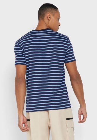 Blaue Herren Ralph Lauren gestreifte Rundhals-T-Shirts