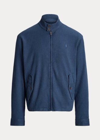 Blaue Herrenjacken aus Leinenmischung mit Fischgrätenmuster von Ralph Lauren