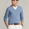 Blaue Herrenpullover aus strukturierter Baumwolle von Ralph Lauren in Slim Fit