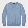 Blaue Herrenpullover aus strukturierter Baumwolle von Ralph Lauren in Slim Fit