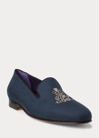 Blaue Herrenschuhe aus Leinen von Ralph Lauren – Alonzo Bullion