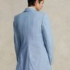 Blaue lange Blazer aus Chambray-Baumwolle für Damen von Ralph Lauren