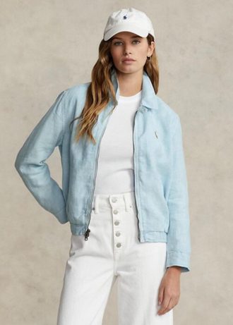 Blaue Leinen-Windjacke von Ralph Lauren für Damen