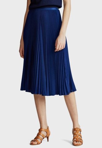 Blaue Plissee-Midiröcke von Ralph Lauren für Damen