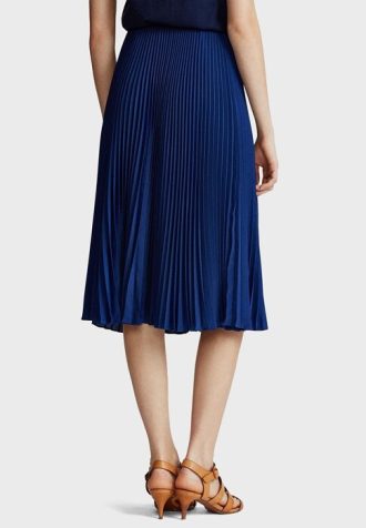 Blaue Plissee-Midiröcke von Ralph Lauren für Damen