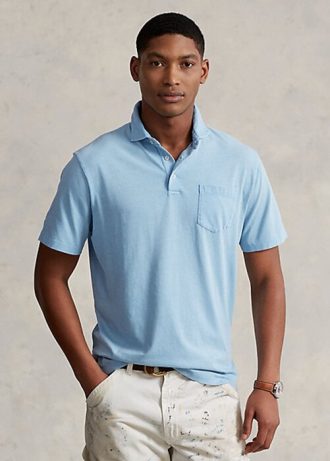 Blaue Poloshirts aus Baumwolle und Leinen im Classic Fit von Ralph Lauren für Herren