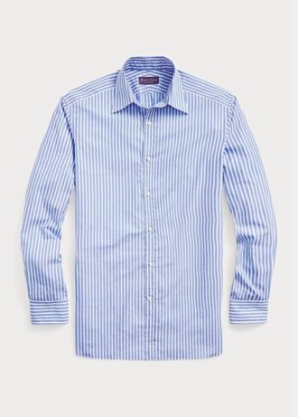 Blaue Poloshirts aus gestreifter Popeline für Herren von Ralph Lauren