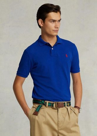 Blaue Poloshirts aus Mesh im Slim Fit von Ralph Lauren für Herren