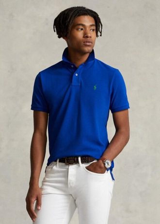 Blaue Poloshirts aus Mesh im Slim Fit von Ralph Lauren für Herren