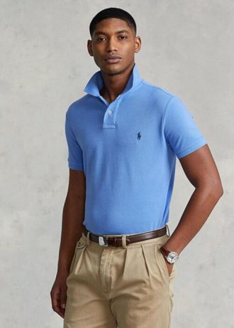 Blaue Poloshirts aus Mesh im Slim Fit von Ralph Lauren für Herren