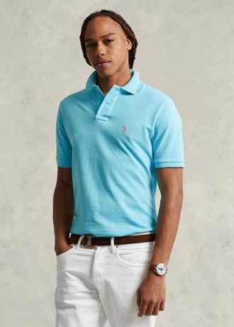 Blaue Poloshirts aus Mesh im Slim Fit von Ralph Lauren für Herren