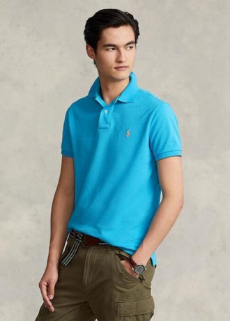 Blaue Poloshirts aus Mesh im Slim Fit von Ralph Lauren für Herren