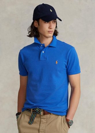 Blaue Poloshirts aus Mesh im Slim Fit von Ralph Lauren für Herren