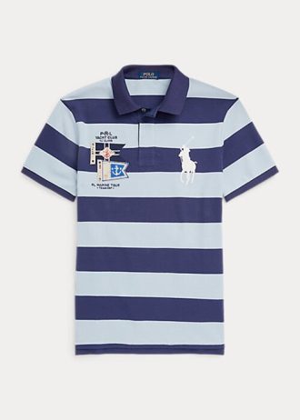 Blaue Poloshirts aus Mesh mit Big Pony-Print für Herren von Ralph Lauren