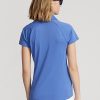Blaue Poloshirts aus Mesh mit gewellter Knopfleiste von Ralph Lauren für Damen Blaue Poloshirts aus Mesh mit gewellter Knopfleiste von Ralph Lauren für Damen