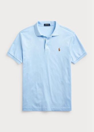 Blaue Poloshirts aus weicher Baumwolle im Custom Slim Fit von Ralph Lauren für Herren