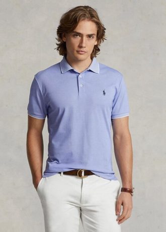 Blaue Poloshirts für Herren von Ralph Lauren Custom Slim Fit Birdseye