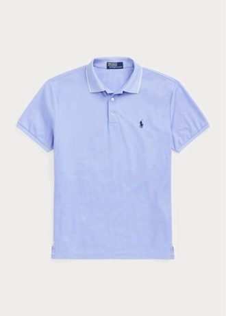 Blaue Poloshirts für Herren von Ralph Lauren Custom Slim Fit Birdseye