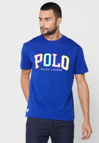 Blaue Poloshirts mit Rundhalsausschnitt und Logo für Herren von Ralph Lauren