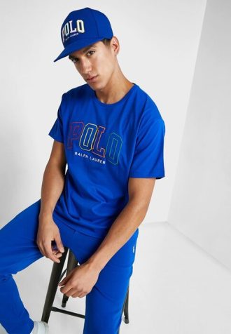 Blaue Poloshirts mit Rundhalsausschnitt und Logo für Herren von Ralph Lauren
