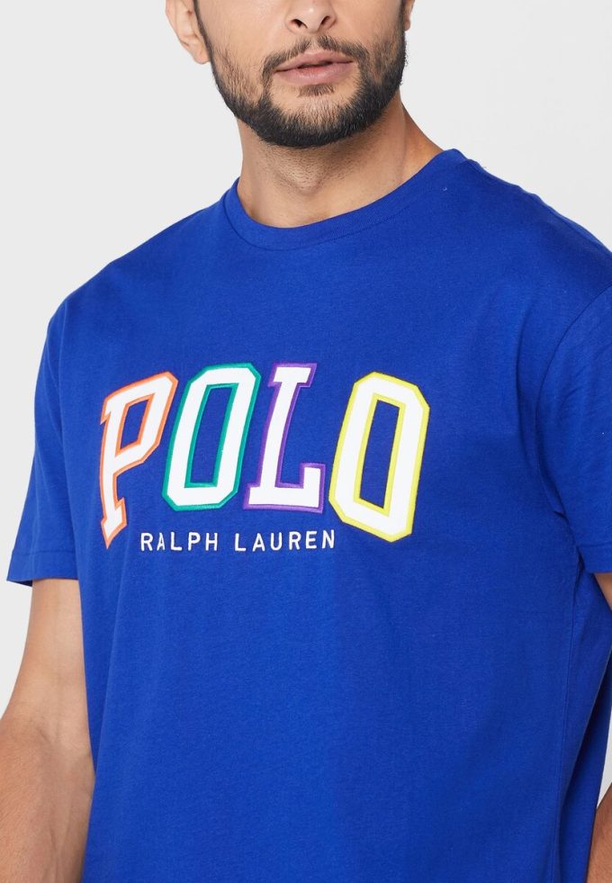 Blaue Poloshirts mit Rundhalsausschnitt und Logo für Herren von Ralph Lauren