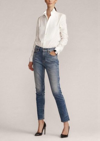 Blaue Ralph Lauren 861 High-Rise Skinny Jeans für Damen