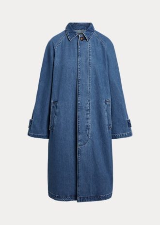 Blaue Ralph Lauren-Automäntel aus Baumwoll-Seiden-Mischgewebe für Damen