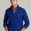 Blaue Ralph Lauren Baumwollpullover mit Viertelreißverschluss für Herren