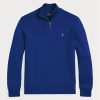 Blaue Ralph Lauren Baumwollpullover mit Viertelreißverschluss für Herren