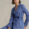 Blaue Ralph Lauren Blazer aus Leinen-Baumwolle mit Streifen und Gürtel für Damen Blaue Ralph Lauren Blazer aus Leinen-Baumwolle mit Streifen und Gürtel für Damen
