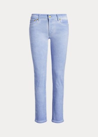 Blaue Ralph Lauren Coated Mid-Rise Straight Ankle Jeans für Damen