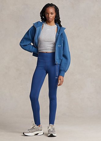 Blaue Ralph Lauren Damen-Stretch-Leggings mit Steg