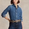 Blaue Ralph Lauren Denim-Hemden für Damen